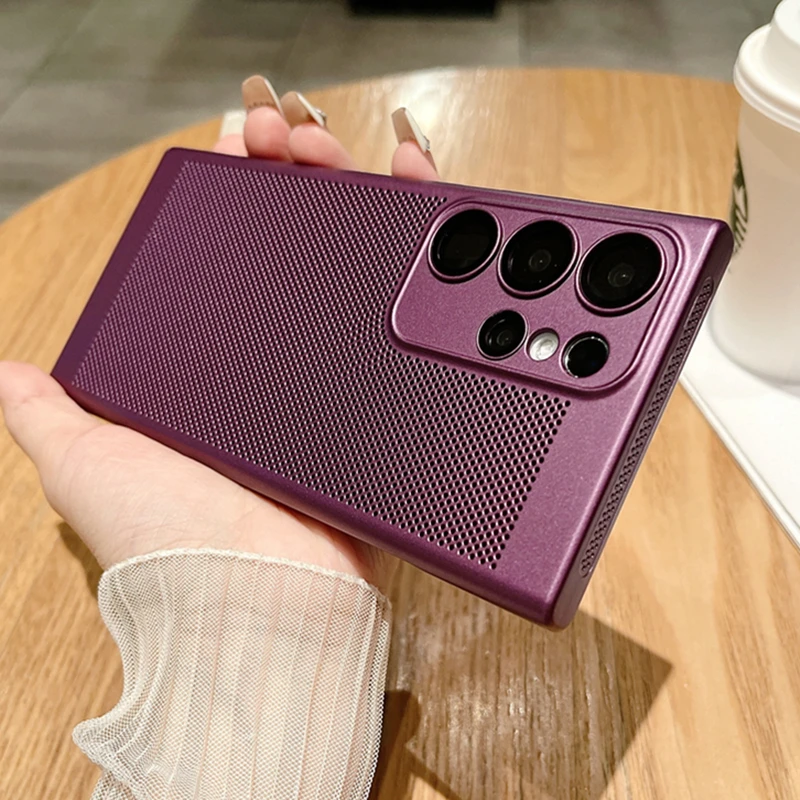 Mesh Wärmeableitung Atmungsaktive PC-Hülle für Samsung S25 S24 S23 S22 S21 Plus Note 10 20 Ultra S20FE Ultradünne, matte Hartschale – Detail 18