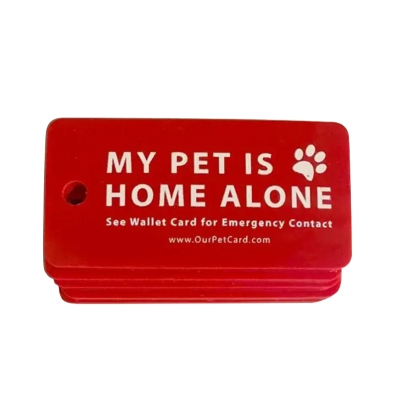 

Pet Emergency Wallet Card Tags Pet are Home Alone Alert Tags Keychain Y3ND