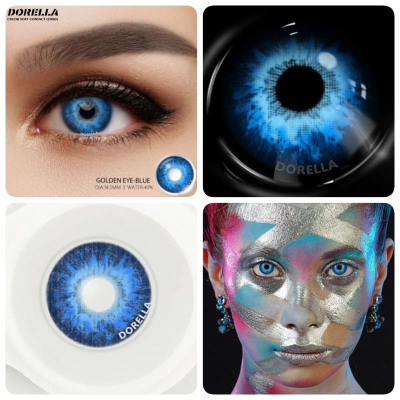 D\'ORELLA 2pcs Colored Contact Lenses For Eyes Cosplay Colored Lenses Blue Contact Lenses Beauty Pupils Halloween Eye Color Lens