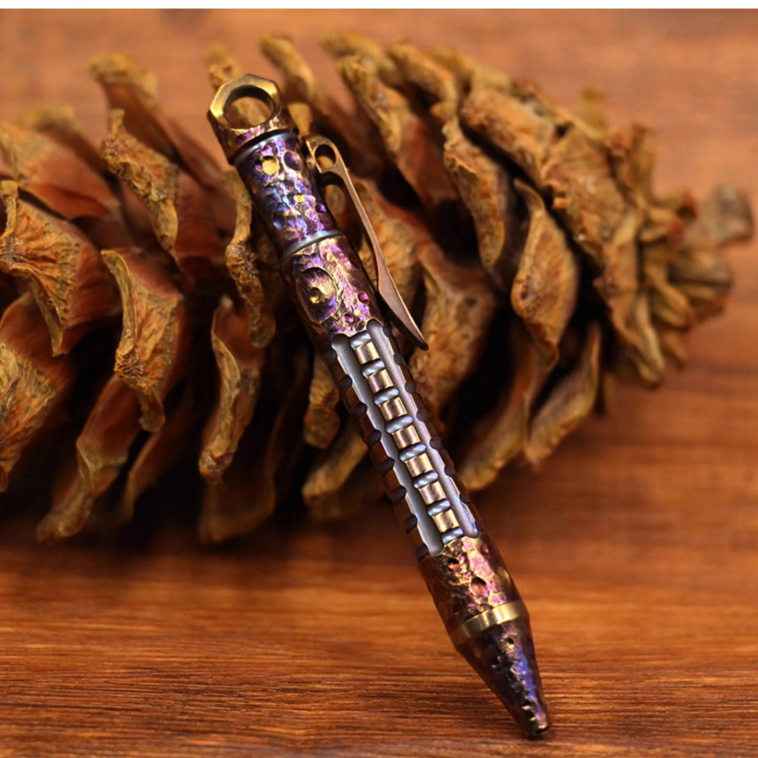 1 Piece Hand Carved Titanium Alloy Small  Signature Pen EDC Pen