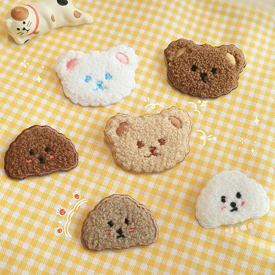 Cute Plush Poodle Bear Patch Iron On Parches Badges For Baby Cloth Stickers Scarf Popular DIY  Applique