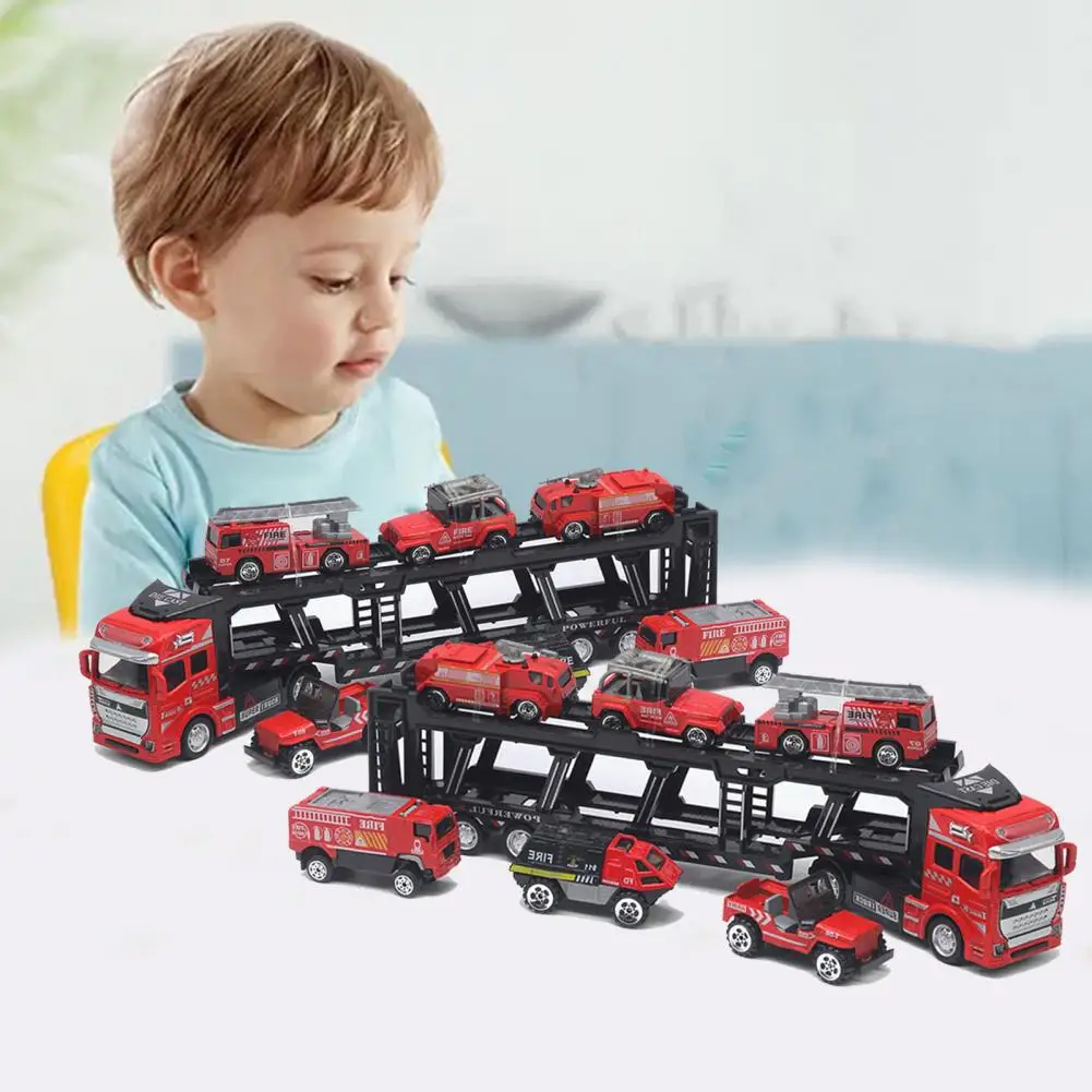 1 zestaw realistycznych modeli ciężarówek i 6 mini samochodów do interakcji rodzic-dziecko, zabawki kolejowe, modeli samochodów dla dzieci
