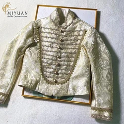 2023 New Custom men's ballet Jacket with gold trim Men's performance Dance Jacket Exquisite universal menswear