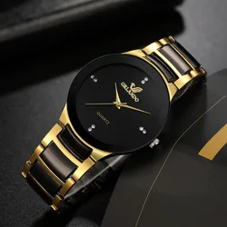 ORLANDO-relojes de lujo para hombres, reloj de pulsera de acero de cuarzo dorado negro, reloj de moda exquisito, recién llegado