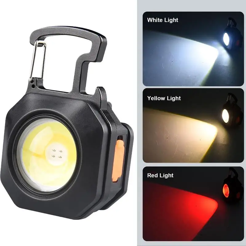 Mini LED Arbeits licht tragbare Schlüssel bund Taschenlampe Camping Cob Lampe für Zigaretten Feuerzeug Flaschen öffner Emergenc Pfeife Licht