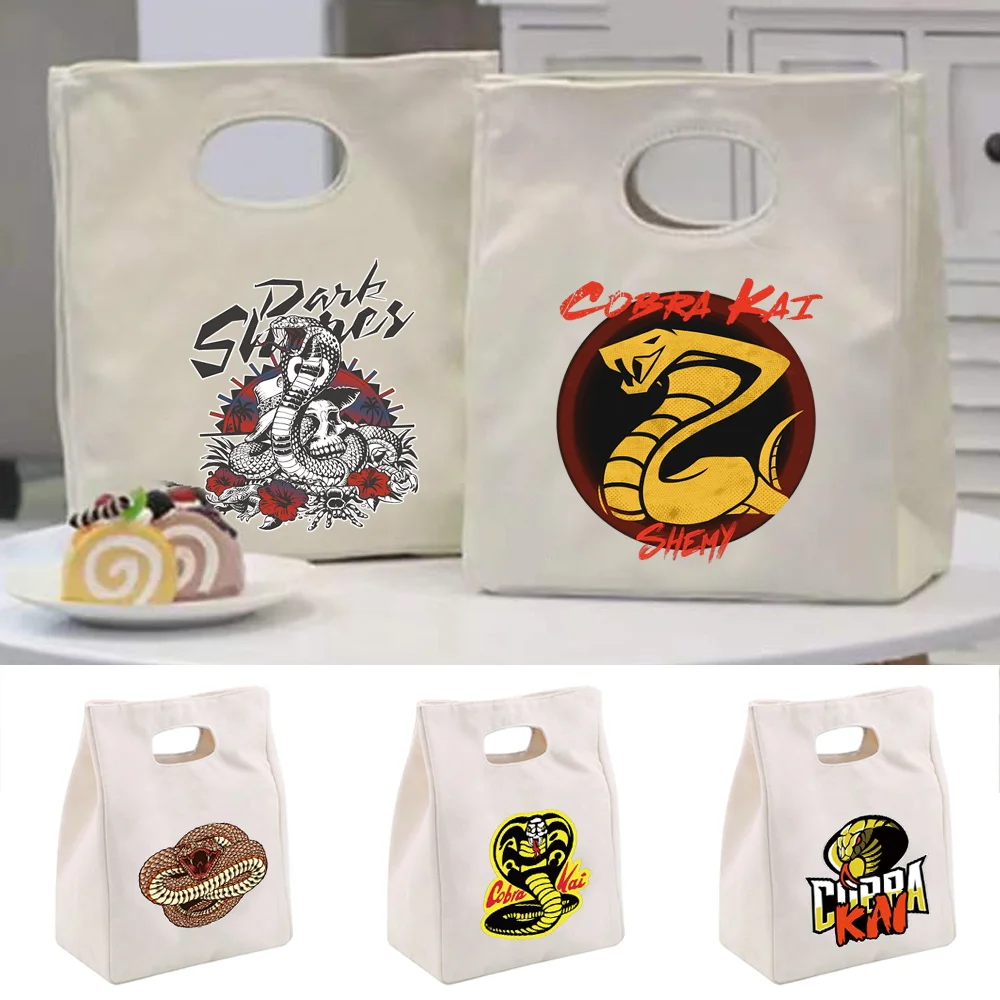 Cartoon Insulatied Lunch Bags Tin Foil Insulation Bag Portable Lunch Bags Cobra Picnic Bento Bags with Thermal Lunch Bag Unisex