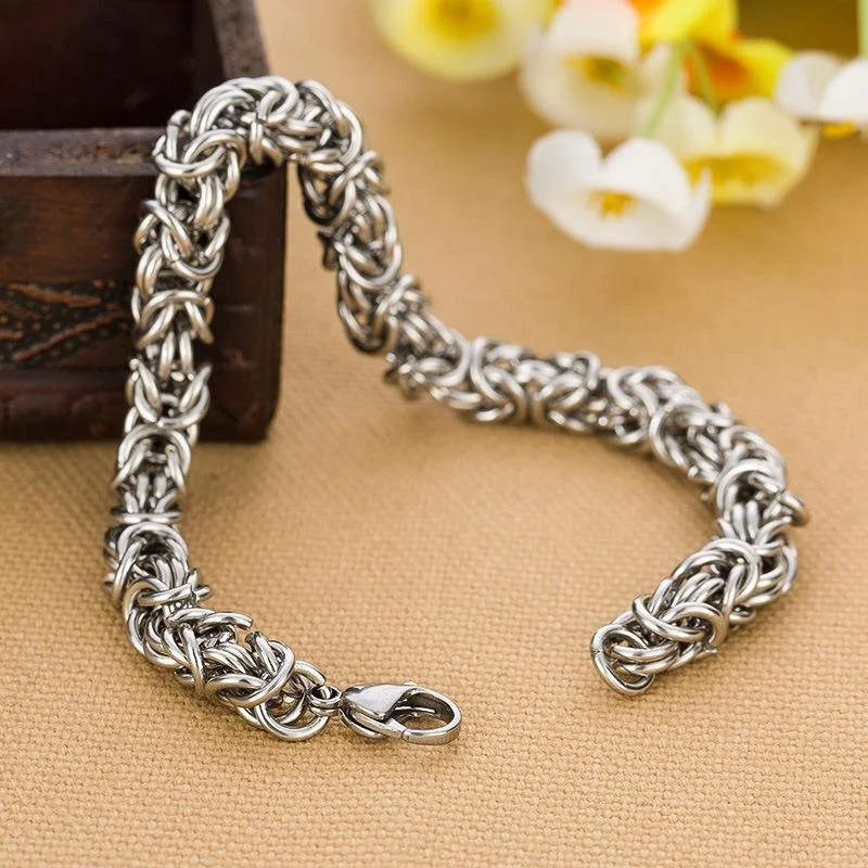 Fashion Men Domineering Titanium Steel Bracelet Handmade Beaded Chain Bracelet Personalized Punk Party Jewelry Pulsera Hombre