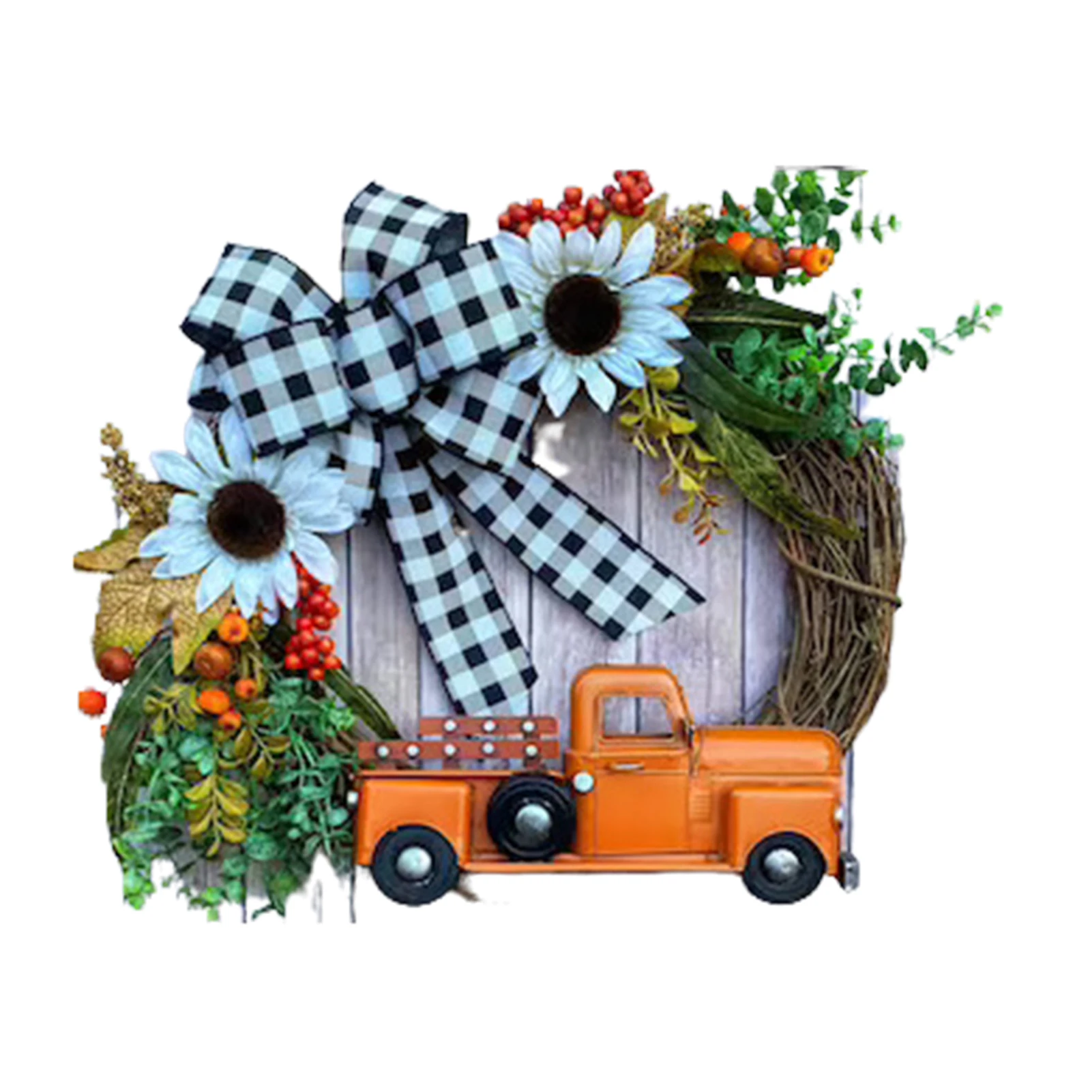 

Farmhouse Pumpkin Cart Wreath Garland Front Door Xmas Decor Halloween Christmas Home Decoration