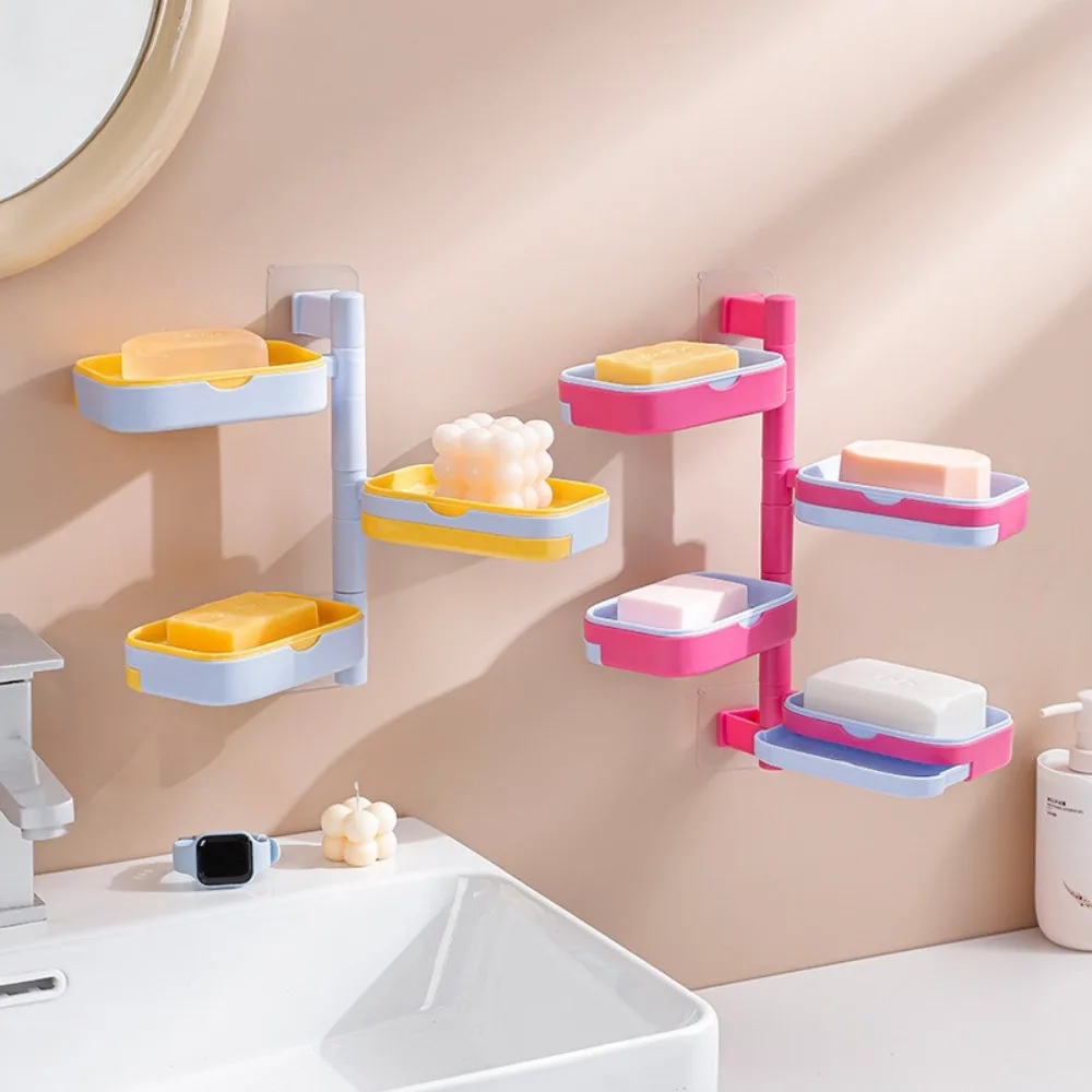 

Durable Dopamine Japanese Style Soap Box Plastic Rotatable Soap Storage Rack Waterproof Drainage Soap Rack Bathroom