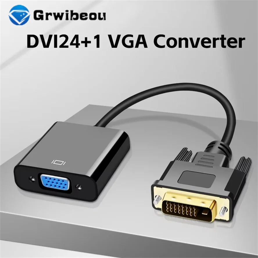 كامل HD 1080P DVI إلى VGA محول DVI-D ذكر إلى VGA شاحن أنثي 24 + 1 25Pin إلى 15Pin محول كابل للتلفزيون جهاز كمبيوتر شخصي رصد