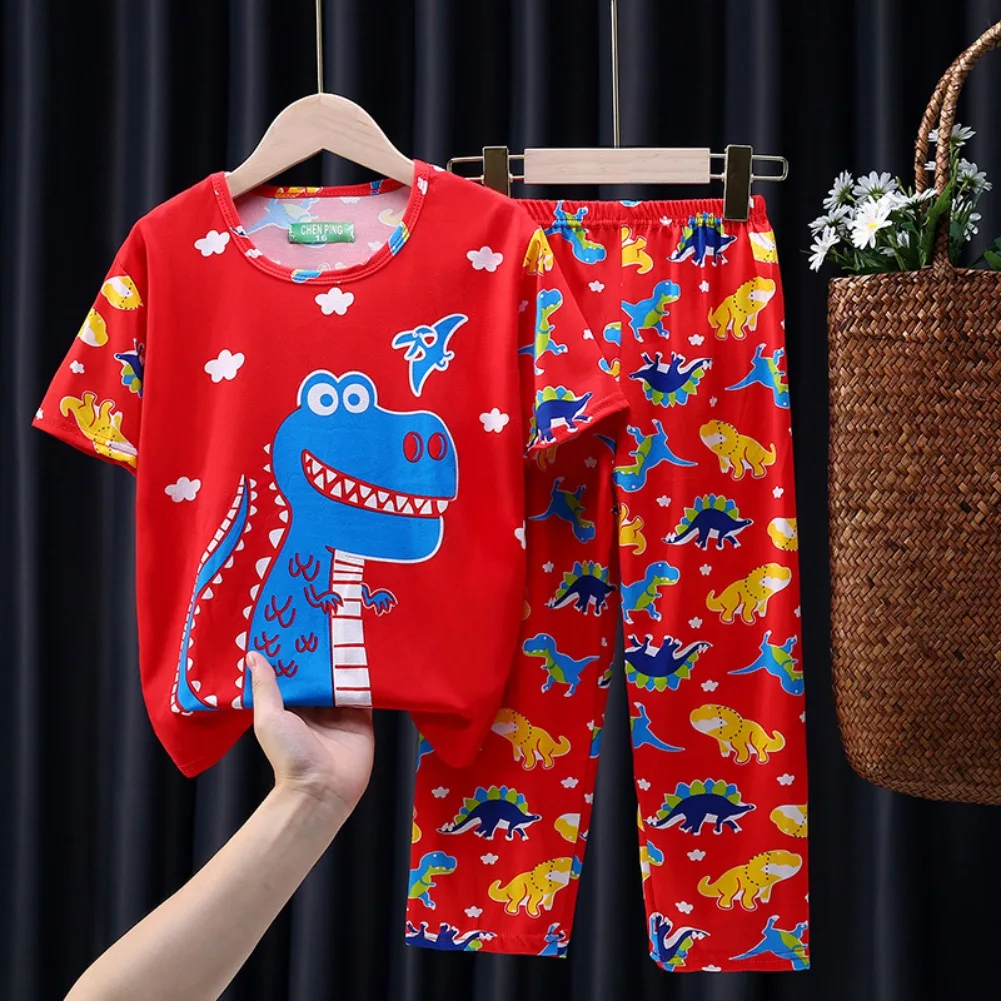 Set pigiama bambino estate neonati maschi estate pantaloni a maniche corte sottili set bambini Cute Dinosaur Pattern aria condizionata Home Wear