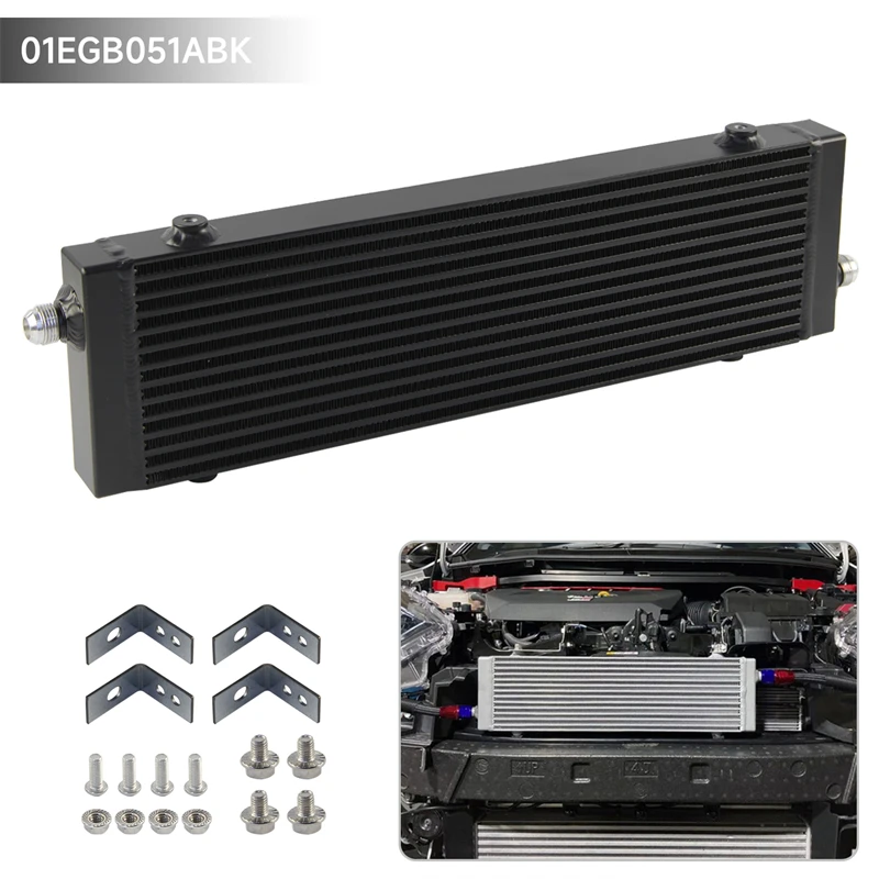 

Universal Large Bar and Plate Single Cross Flow Oil Cooler 18.5"x5.5"x1.58" Core 1PCS Black/Silver