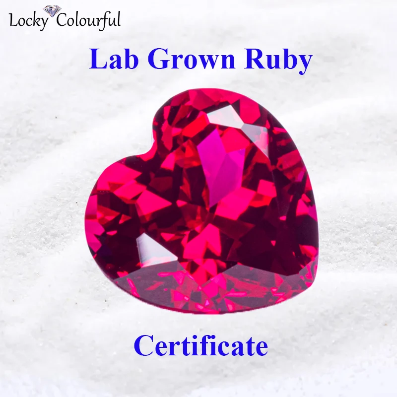 

Lab Grown Ruby Red Color Heart Shape Top Quality Charm Beads for Diy Jewelry Making Pendant Earrings Selectable AGL Certificate