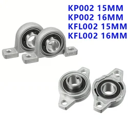 2/10Pcs KP002 KFL002 15mm Bore Zinc Alloy Inner Ball Mounted Pillow Block Insert Bearing KP002 KFL002 16MM