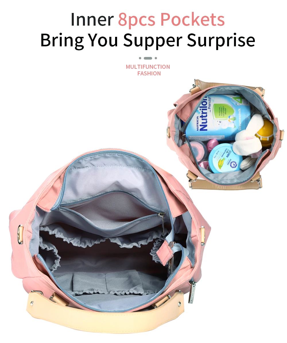Insular-Bolsa de pañales para bebé, bolso para cambiar pañales multifuncional, estilo cochecito para mamá, bolso de mano para el cuidado del bebé