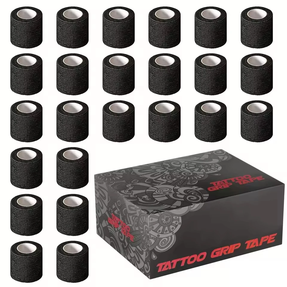 

3/6/12/24/48 PCS Tattoo Grip Cover Wrap Disposable Black Bandage For Tattoo Grip Bandage Machine Tape Tube Accessories