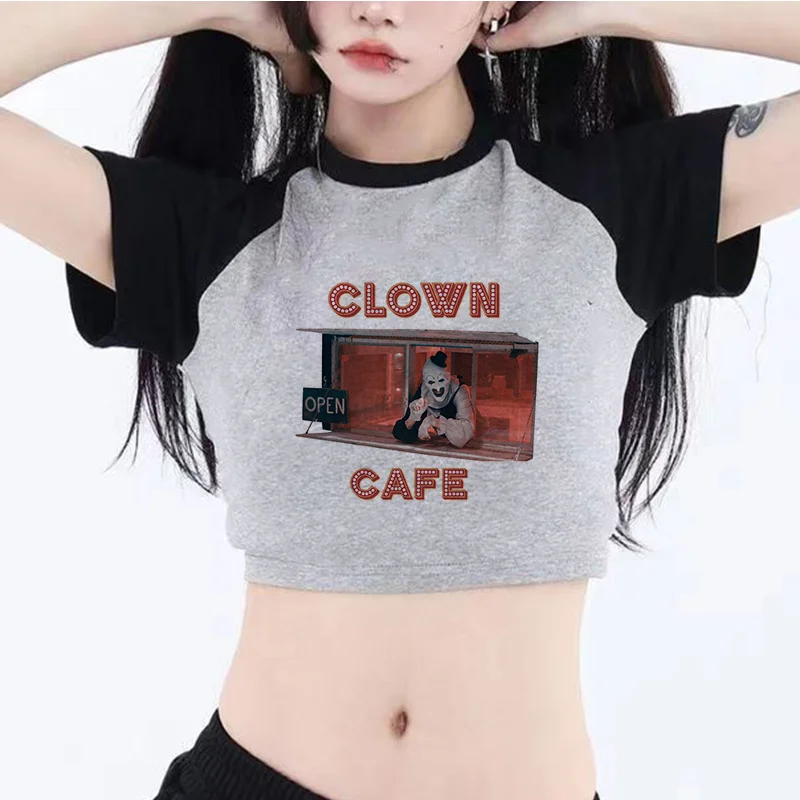 Terrifier korean fashion cyber y2k 2000s crop top girl graphic  cute korean fashion gothic  clothing