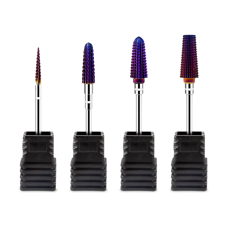 Fioletowa głowica lakieru do paznokci ze stali wolframowej wstępna obróbka szlifowanie pilnik do Manicure usuń żel do paznokci narzędzie do czyszczenia skórek