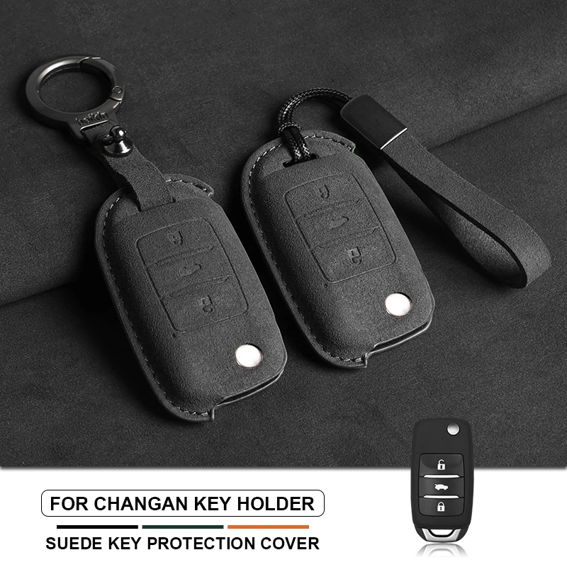 

Car Flip Key Cover Case For Changan CS75 Eado CS35 Raeton CS15 V3 V5 V7 Suede Protective Car Key Case Cover Shell Accessories