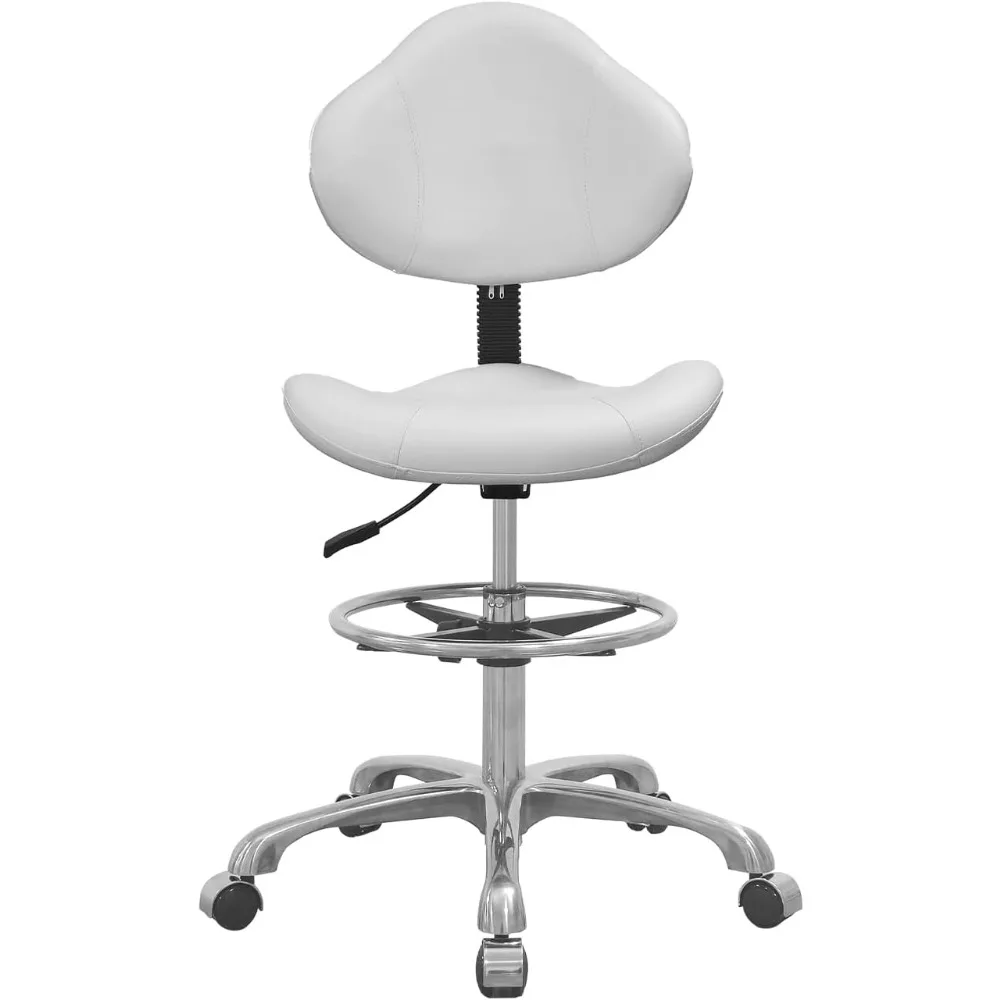 

Drafting Stool Rolling,Thick Sturdy Padding,with Backrest & Foot Rest，Adjustable Chair with Wheels for Doctor,Medical,Massage Sa