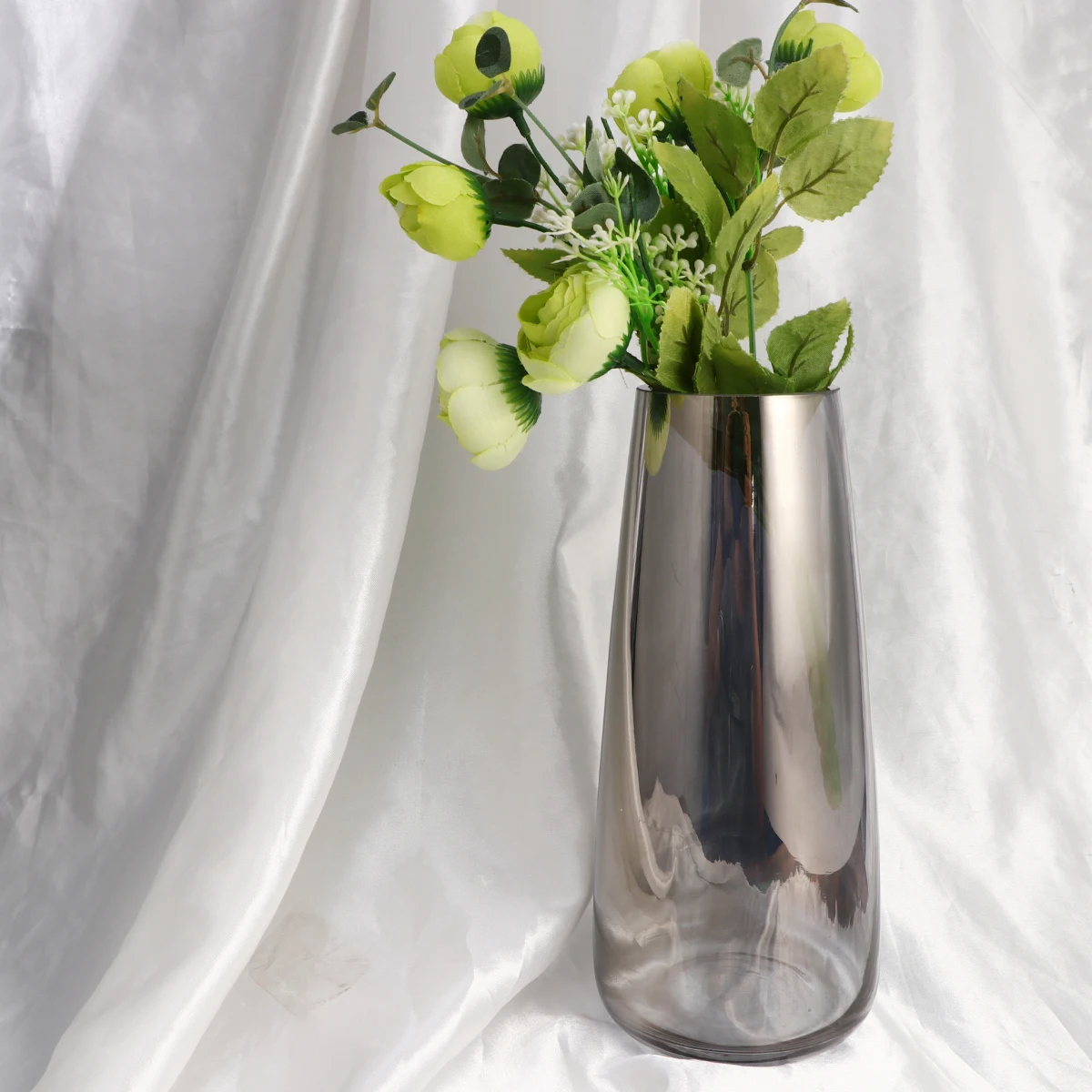

1Pcs Minimalist Grey Glass Flower Vase Transparent Colorful Wide Opening Perfect for Flower Arranging Accessories