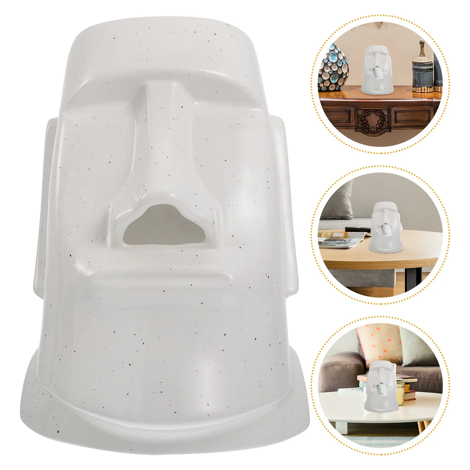 

1Pcs Moai Tissue Holder Waterproof Ceramic Tissue Box Cover Novelty Unique Ornaments for Living Room Bedroom Bathroom