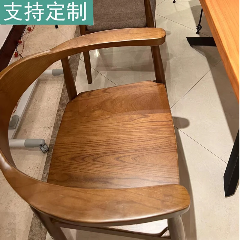 

Nordic solid wood Kennedy Hiroshima presidential chair casual restaurant hotel back leather dining stool