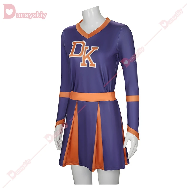 Purple Check Cheerleader Costume Girl Jennifer's Body Outfit Top Skirt Suit Halloween Sports Party Fancy Dress