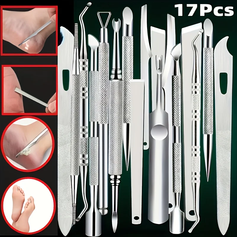 17pcs Complete Foot Care Set Soft Foot Care Series with Grinders & Scrapers for Smooth,Silky Feet | Portable Storage Box