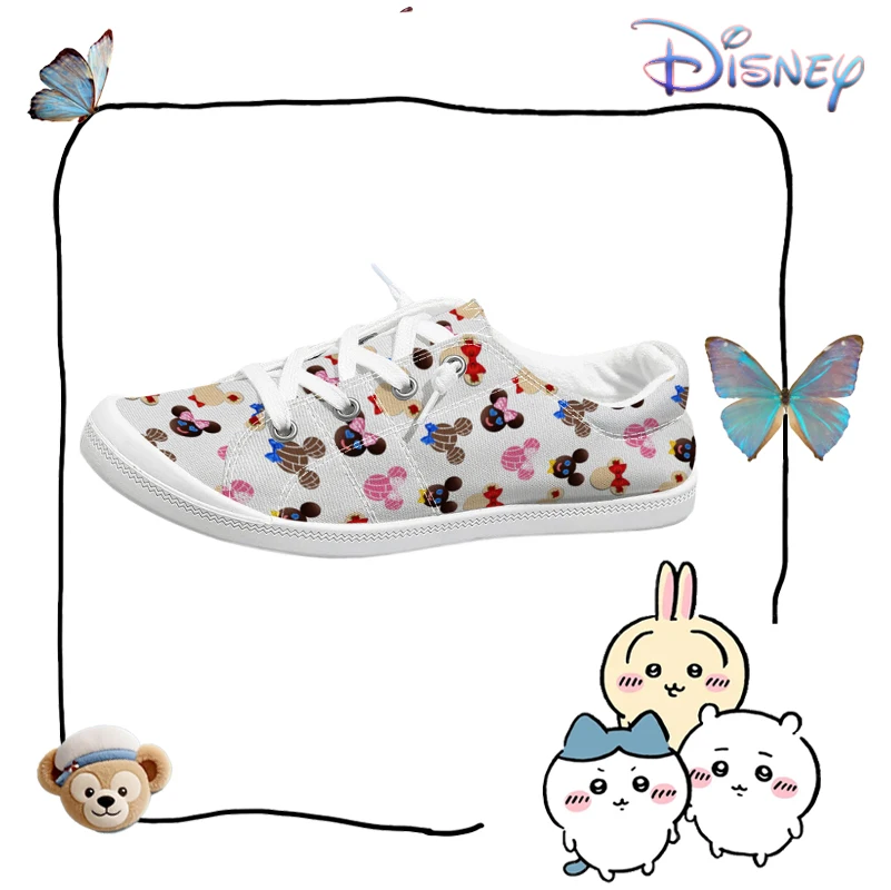 

Женские низкие кеды из канваса с принтом головы Микки и Минни Маус от Disney, серые повседневные дышащие кроссовки