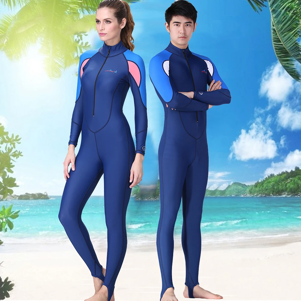 DIVE&SAIL Women Men Wetsuit Long Sleeves Snorkeling Surfing Swimsuit Quick Drying UV Protection Water One Piece Sport Swimsuit