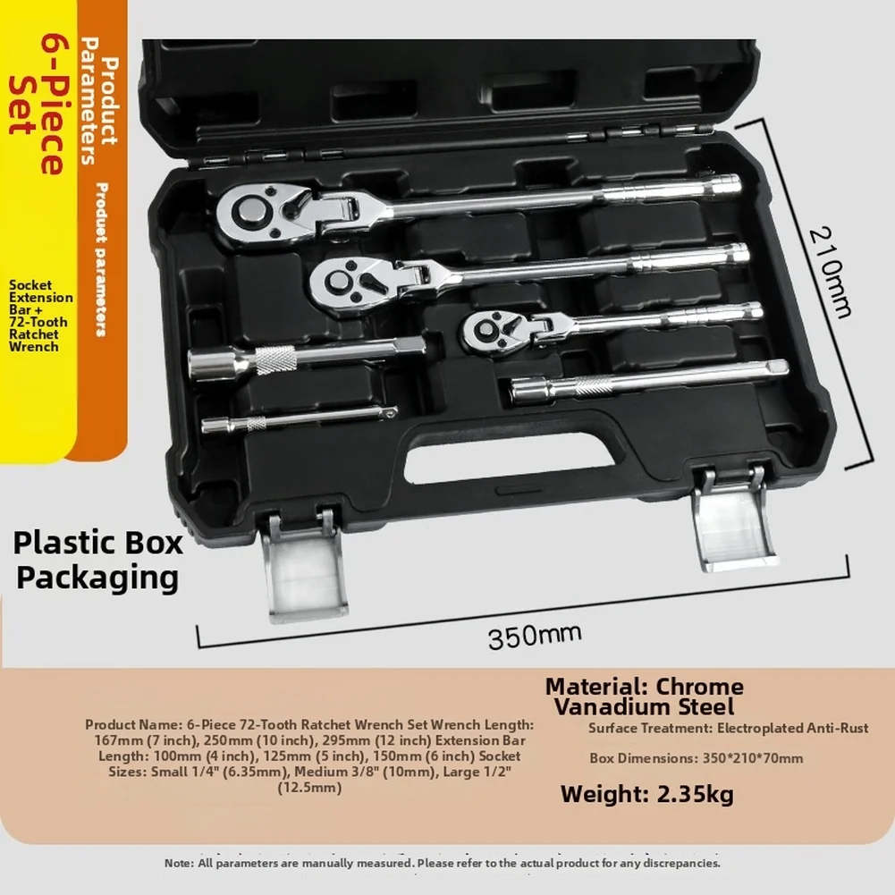 

1 Set Car Socket Wrench 35*21*7cm 72 Tooth Folding Reversible Ratchet Wrench Set Quick-Reversing Ratchet Wrench Extension Rod