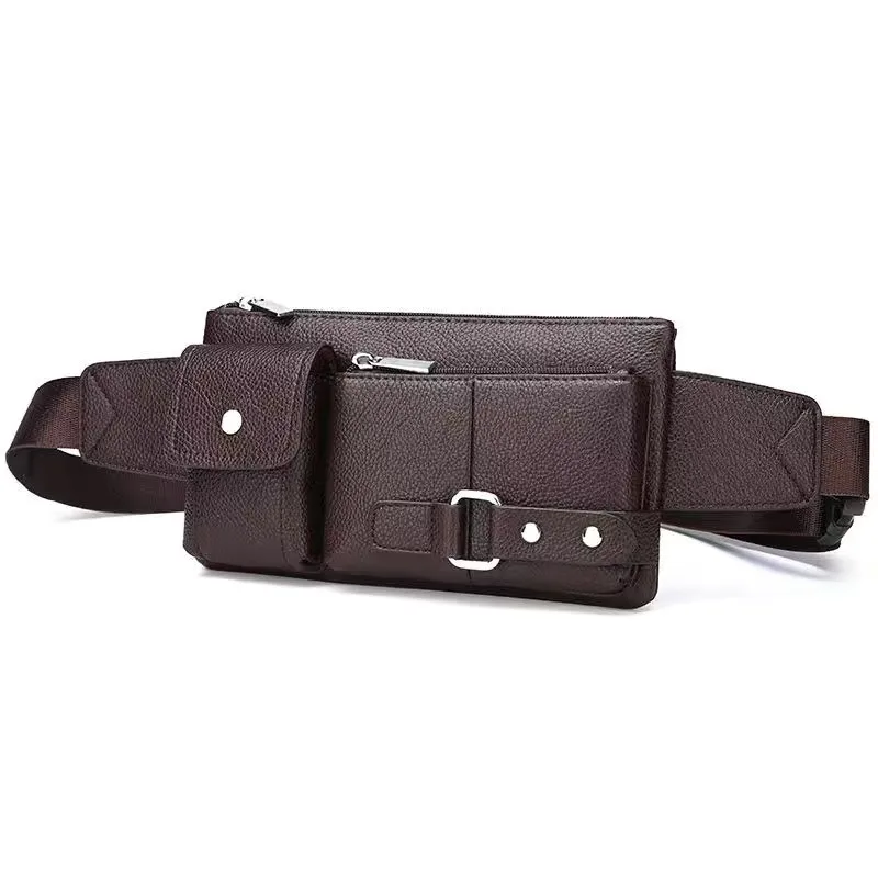 Riñonera de moda para hombre, bolso de cintura para teléfono, multiusos, de viaje, de cuero PU, bolso de pecho, bandolera