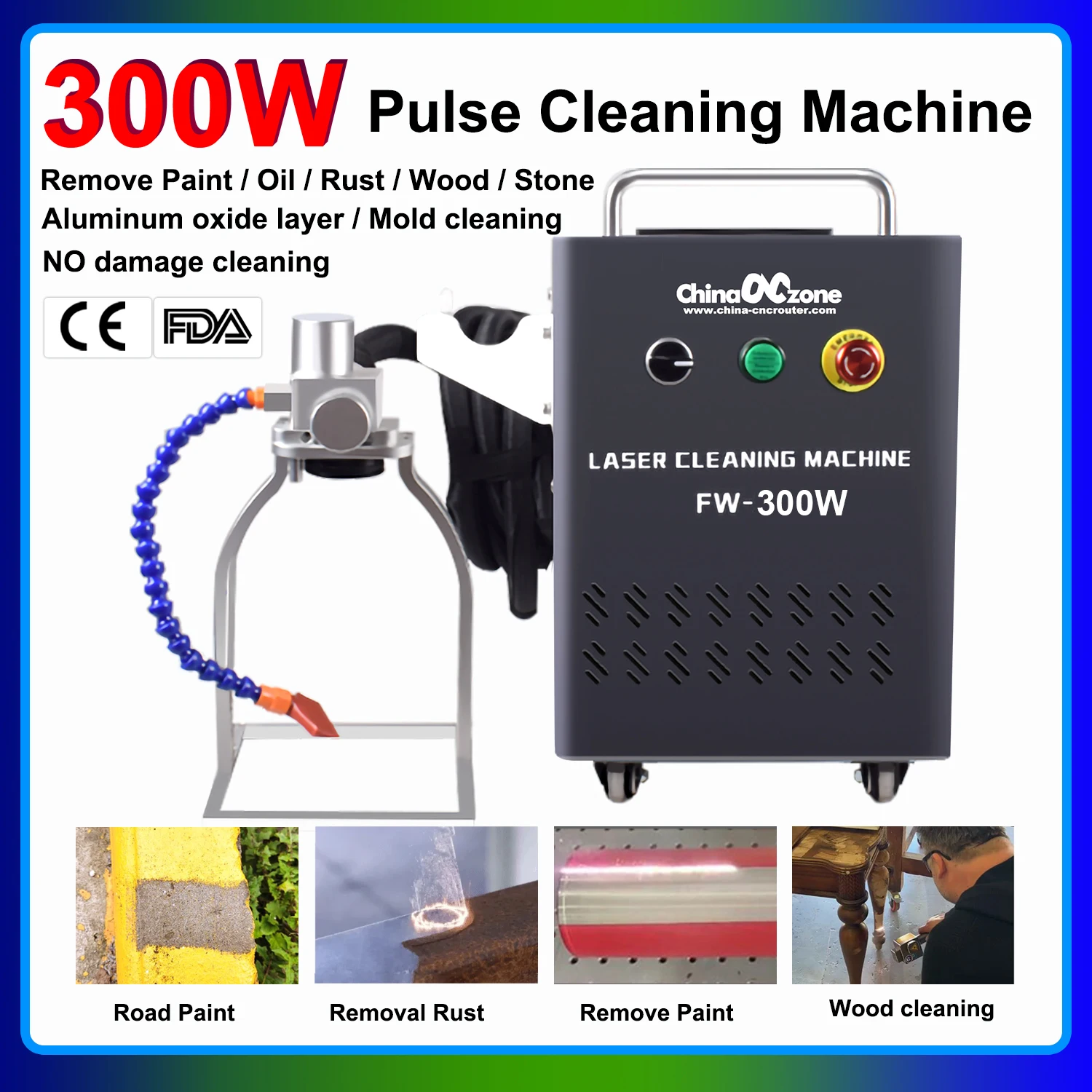 300W JPT Pulsed Laser Cleaning Machine For Remove Rust Oil Paint Metal Wood Wall Car Rust Removal Cool Laser Cleaner 200W