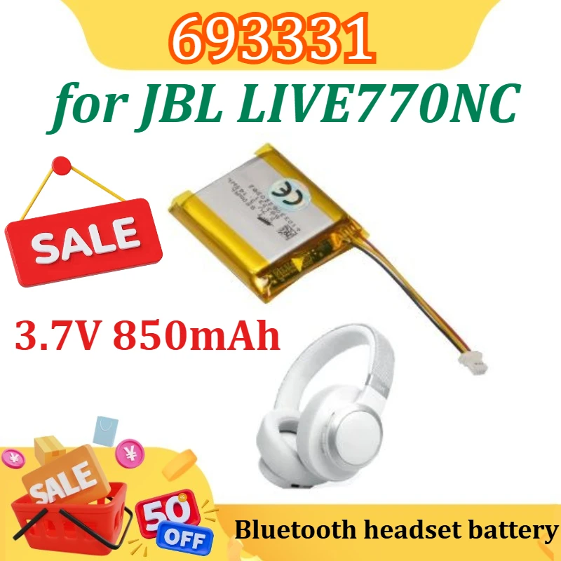 

New 3.7V 850mAh for JBL LIVE770NC Head Mounted Bluetooth Earphone Battery 693331