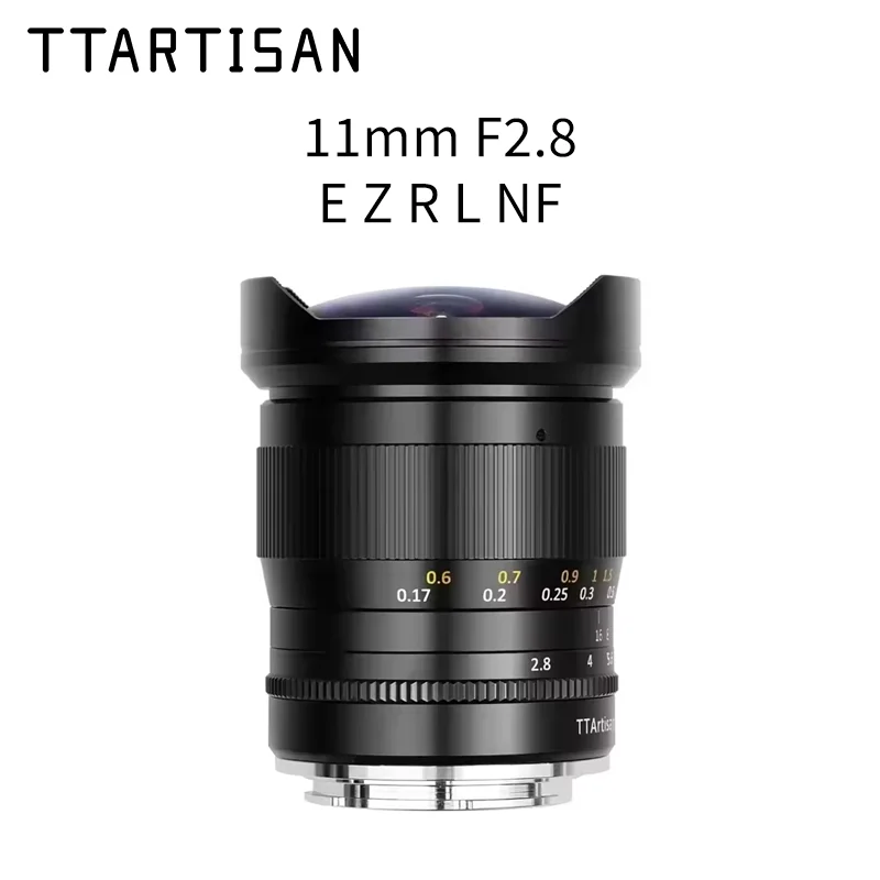 Lente Ojo de Pez TTArtisan Full Frame 11mm F2.8 para Cámaras Sony E a6500, Canon RF, Nikon Z z6 z8, Leica Lumix L Mount, Baja Distorsión