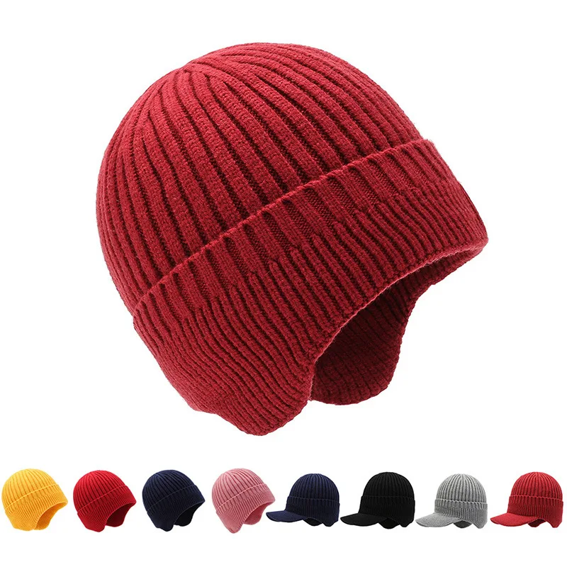 Fashion Hat Men's Autumn And Winter Woolen Hat With Wool Thickened Knitted Hat Ear Protector Hat Cold Warm Hat Warm