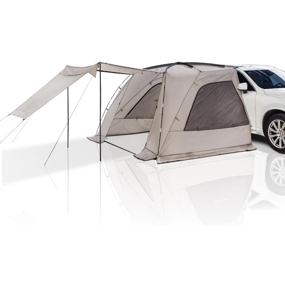 SUV tent for camping, waterproof tent with awning, portable car tent with 3 doors and 2 mesh windows for hatchback  MPV van