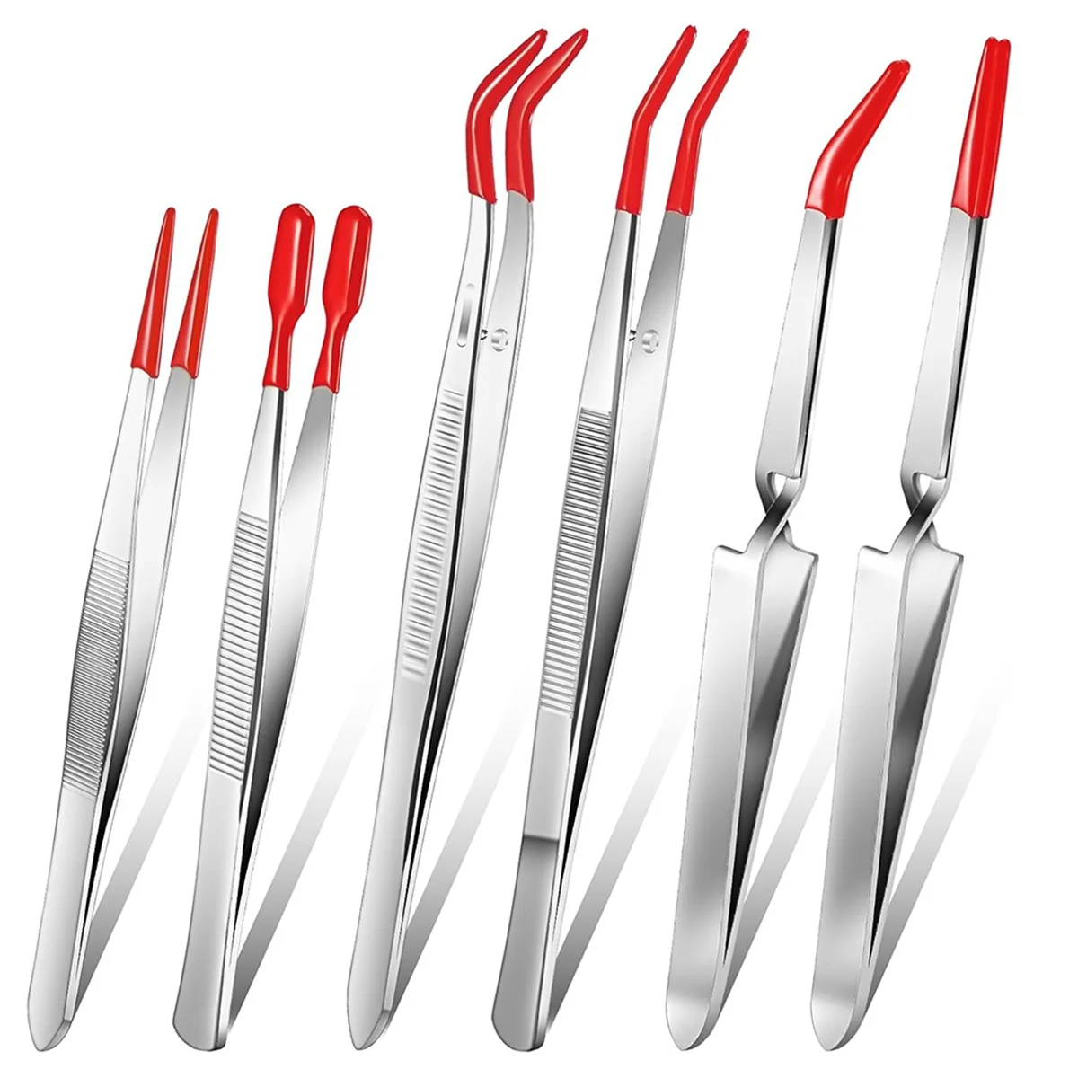 6 Pieces Tweezers with Rubber Tips Cross-Lock Tweezers PVC Coated Tweezers Craft Jewelry Tweezers Anti Scratch Tweezers