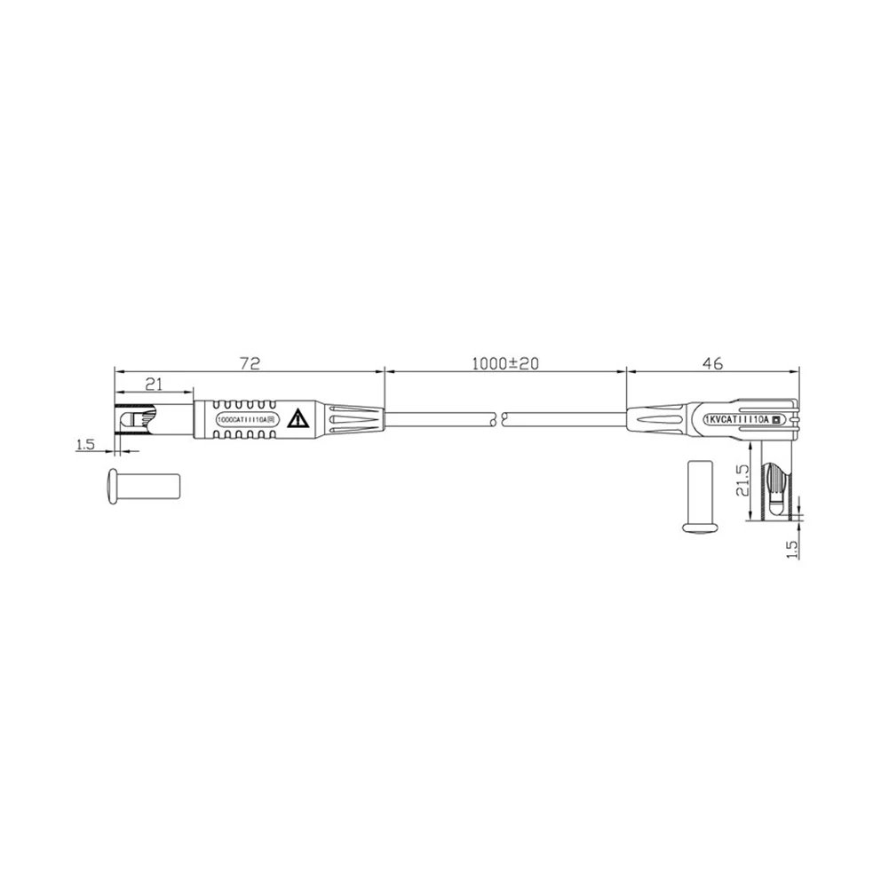 4mm 1000V 10A Banana Plug Test Line 100CM Straight/Right Angle to Straight Multimeter Silicone Wire Cable