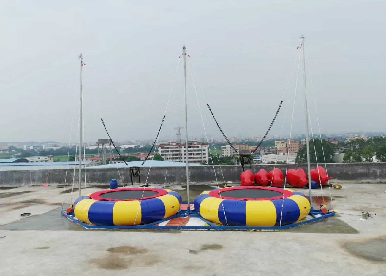 Single Bungee Trampoline Inflatable Round Bungee Jumping Trampoline for Sale