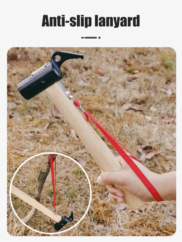 

Outdoor Solid Wood Camping Hammer,Multifunction Tent Hammer,Camp Multifunctional Ground Nail Hammer Nail Puller,tent tool kit