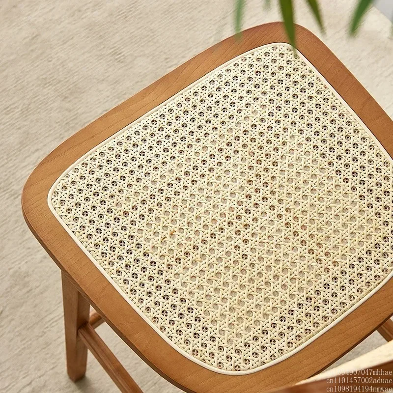 Silla de Bar con respaldo japonés, taburete alto de madera maciza para sala de estar, comedor Simple para casa, cocina, ratán