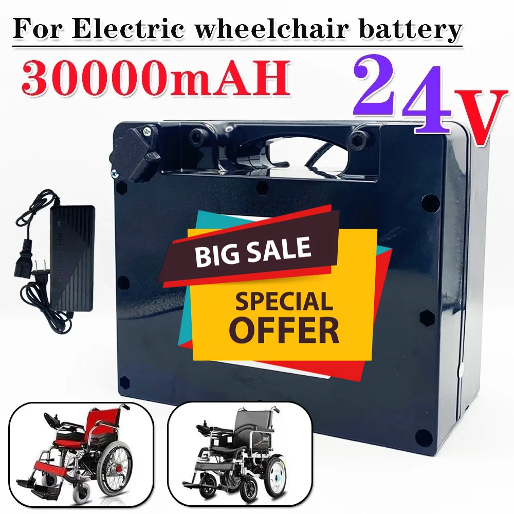 

100% Original 24V 30000mAh 18650 Battery Pack for Medical Electric Wheelchair + 29.4V 2A Charger