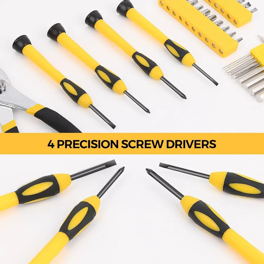 WGGE 39피스 가정용 공구 세트/수공구 세트 – 망치, 드라이버, 플라이어, 렌치, 육각 키가 포함된 내구성이 뛰어난 가정용 수공구 키트