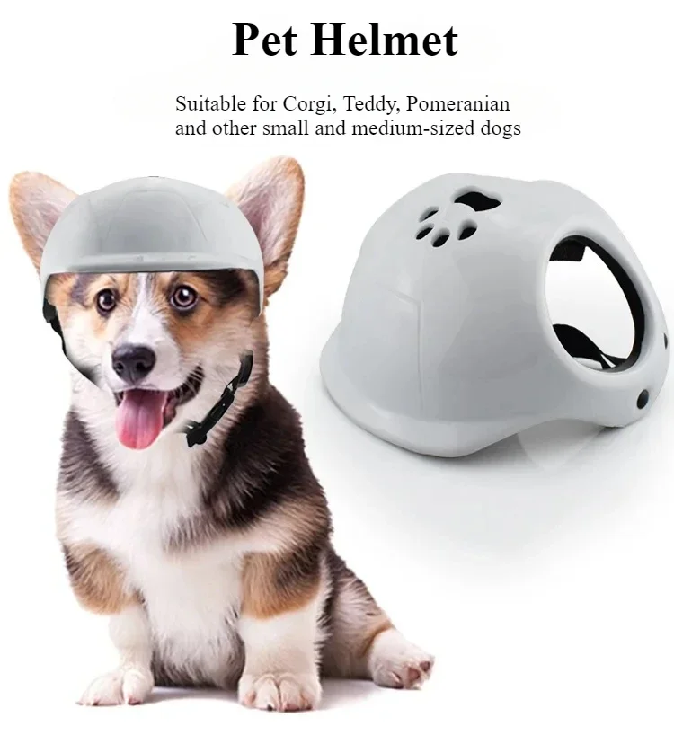 Pet Helmet Motorcycle Hat Cycling Motor Vehicle Helmet with Sea Cotton Pad for Small and Medium Dogs (Head circumference:12.5in)