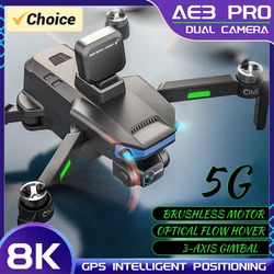 AE3/AE8 PRO Max GPS Drone 8K Dual Camera 5G Wifi FPV 3-Axis Gimbal Professional Obstacle Avoidance Quadcopter RC Dron Toy