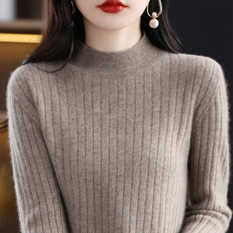 

Autumn And Winter New Half Turtleneck Sweater Women's Wool Sweater Long-Sleeved Pullover Knitted Explosion-Proof Bottoming Shirt