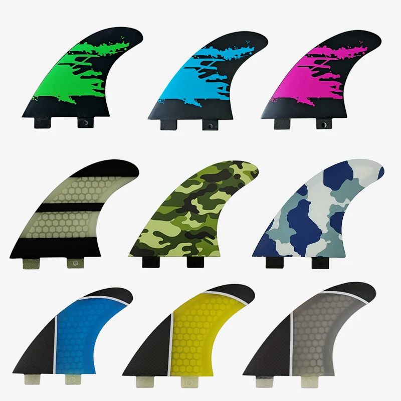 

UPSURF FCS Funboard Fibreglass Fin Twin Fins Tri Surfboard Fins S/M/L/UK2.1/G5i/PM-M Size Shortboard Fins Thruster Five Fins Set