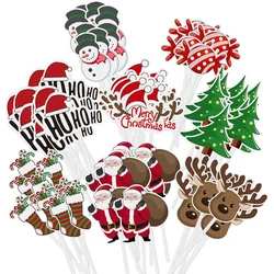 8/16Pcs Cartoon Christmas Cake Topper Santa Claus Xmas Tree Cupcake Topper for New Year Party Xmas Cake Decoration